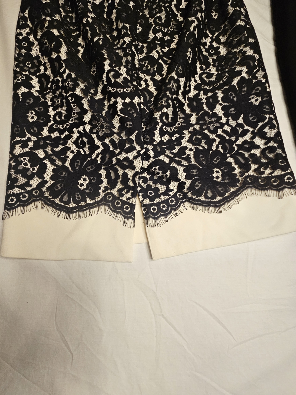 The Limited Scandal Edition Black Lace Overlay Pencil Skirt with Cream Hem - Picture 5 of 7